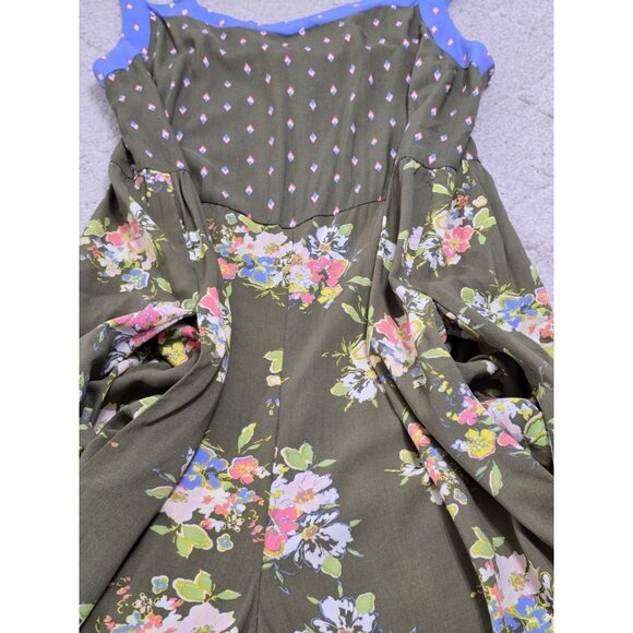 Matilda Jane Womens Olive Green Floral Wide Leg Jumpsuit Sleeveless Rayon Size M - Picture 8 of 14